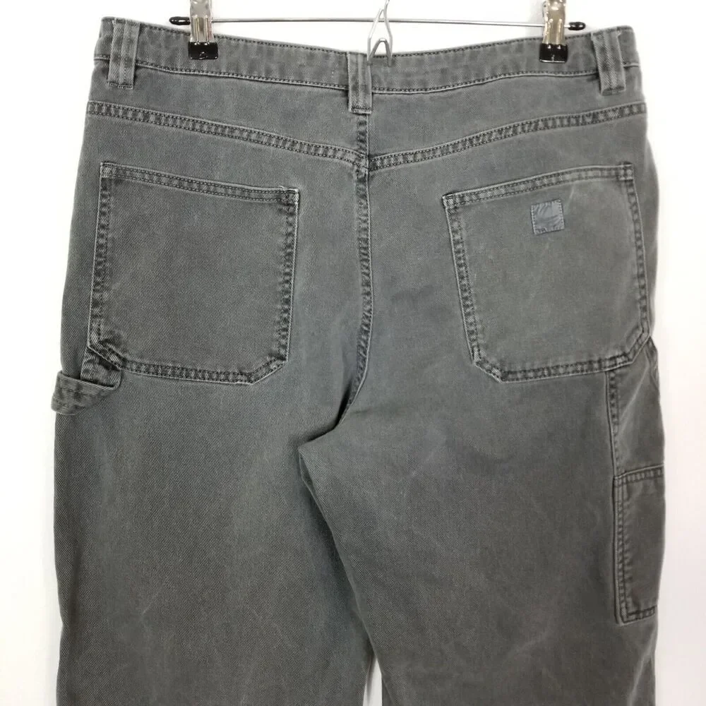 TNA Aritzia Women Straight Baggy Jeans‎ Sz 14 Gray  Grunge Streetwear
